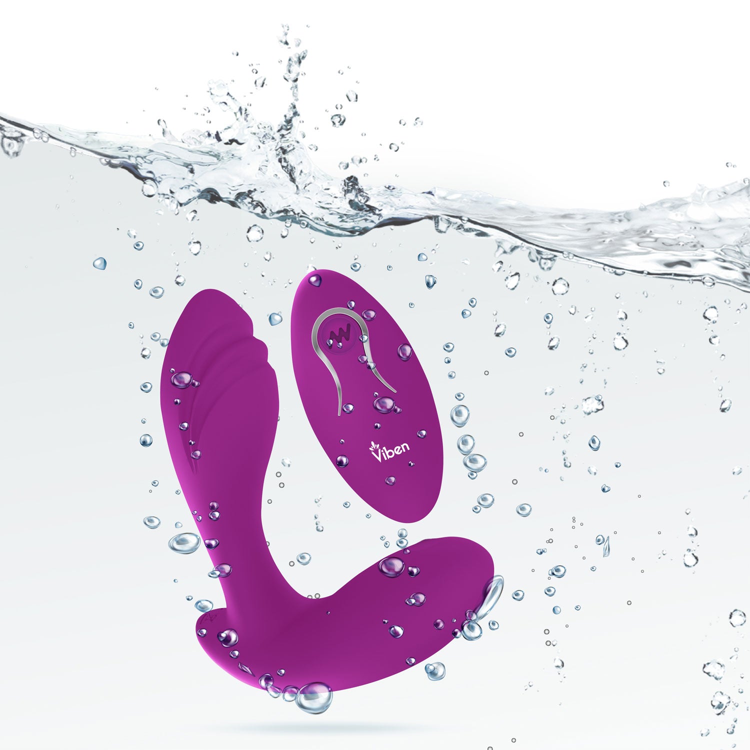 Viben Epiphany Rollerball Dual-Stim Massager w Remote Berry Pink Finger Stimulator