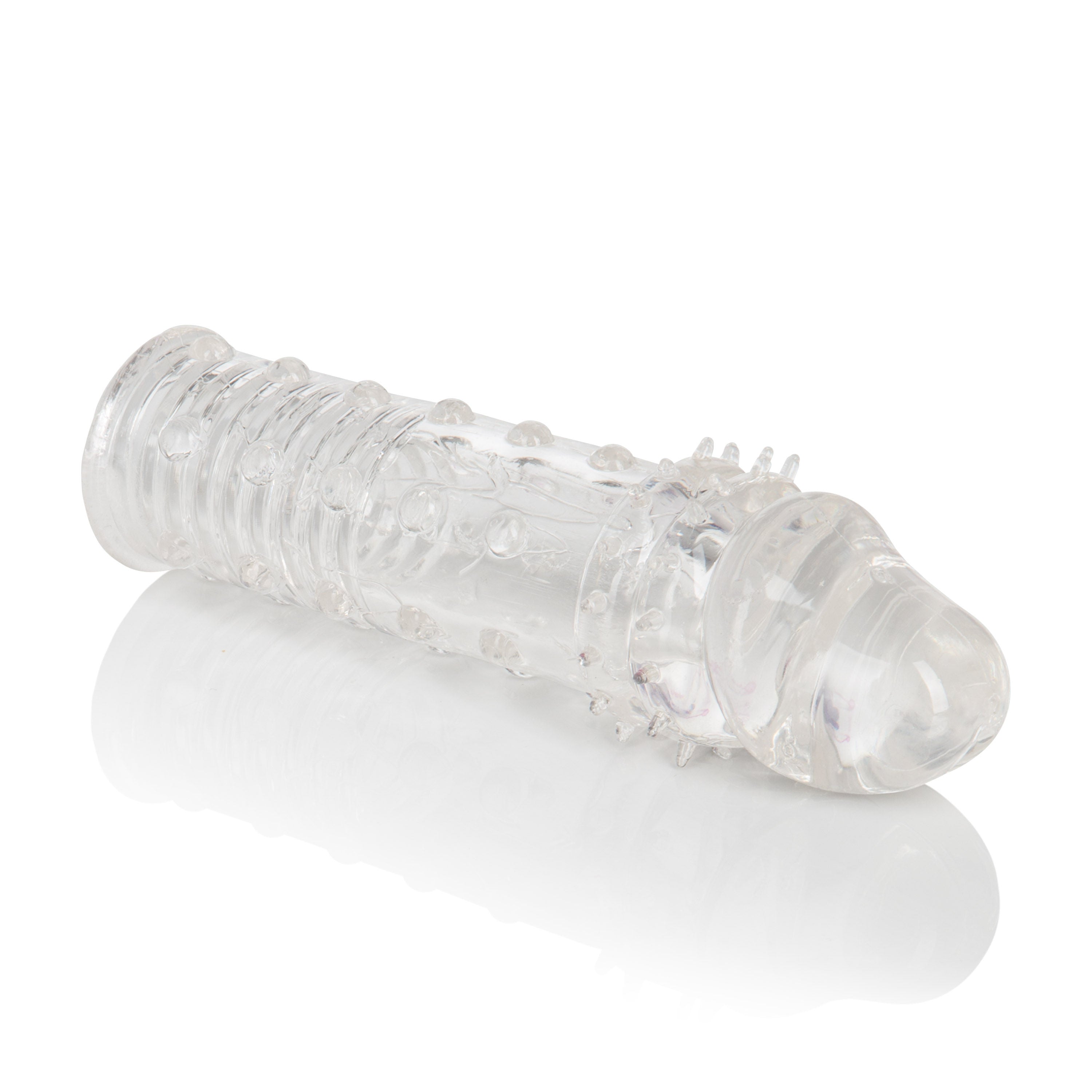 Apollo Clear Penis Extender Sleeve with Textured Ribbing Design SLEEVES