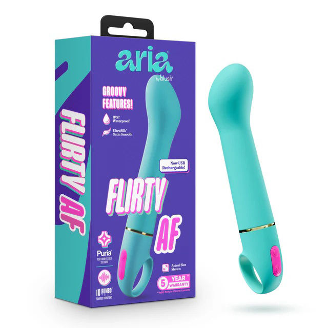 Aria Flirty 2.0 Rechargeable Teal Vibrator with RumboTech Vibrators - G Spot