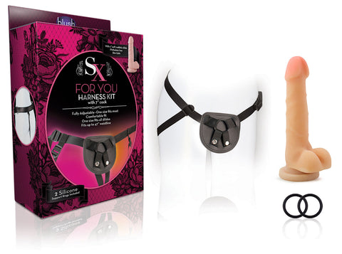 For You Beginners Harness Kit With 7 Inch Silicone Cock Beige STRAP-ONS