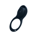 A dark navy blue silicone personal massager with a textured circular head and a large ring-shaped base, shown on a plain white background.