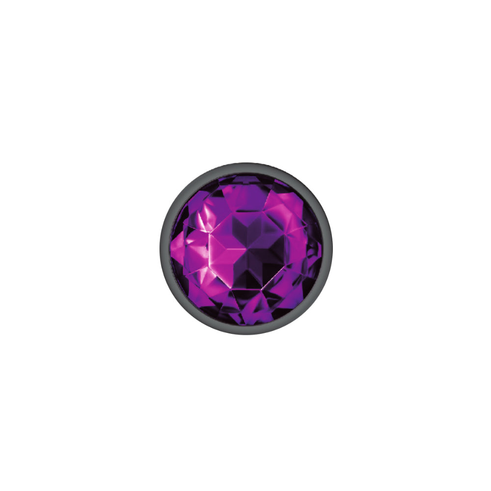 Cheeky Charms Gunmetal Round Butt Plug with Purple Jewel Small (6.78cm) > Anal Range > Jewel Butt Plugs