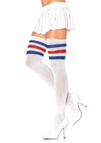 Athletic Ribbed Thigh Highs with Three Stripes One Size > Clothes > Hosiery > Stockings