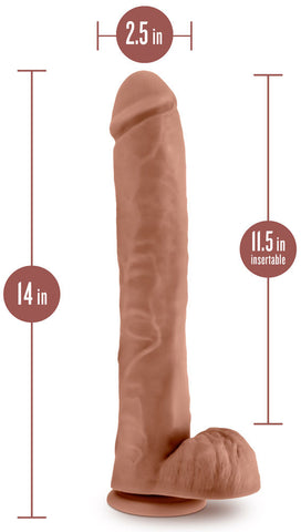 Au Naturel Daddy 14 Inch Mocha Dildo Soft Realistic Texture Dongs Realistic