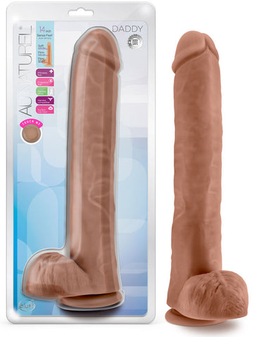 Au Naturel Daddy 14 Inch Mocha Dildo Soft Realistic Texture Dongs Realistic