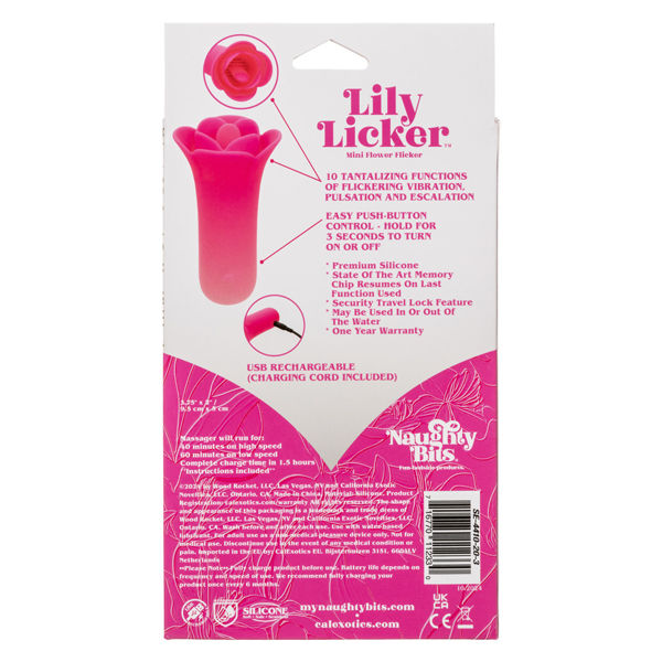 Naughty Bits Lily Licker Mini Flower Flicker Pink Massager Pink Suction Stimulator