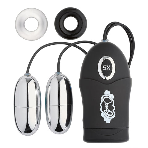 Dual Egg Vibrator Black with Wired Remote for Adult Pleasure BULLETS