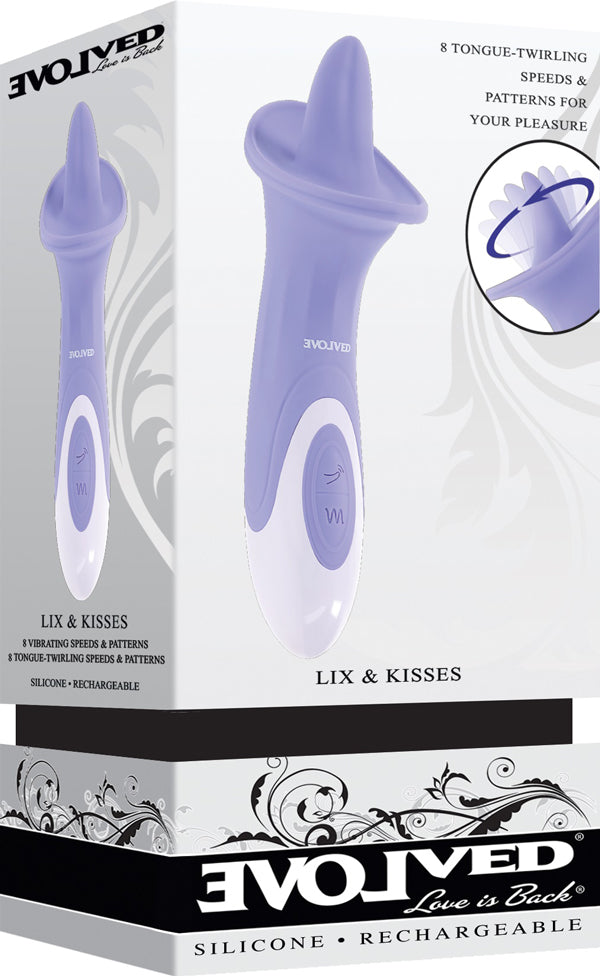 Evolved Lix and Kisses Purple Rechargeable Flicking Tongue Stimulator Purple STIMULATORS