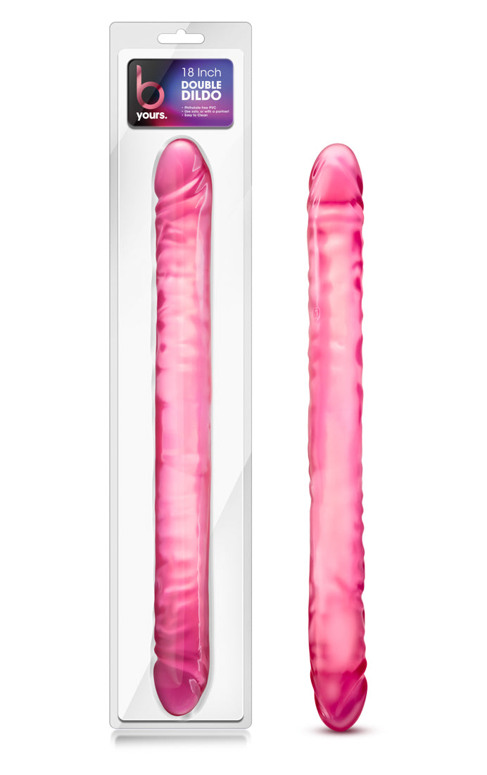 B Yours Double Dildo (Pink) 18 Inch – Shared Pleasure Double Dildo Secondary image