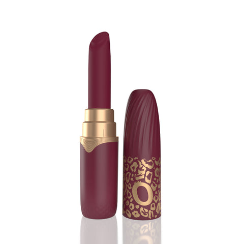 Screaming O My Secret Lipstick Premium Rechargeable Vibe with 10 Functions and 4 Interchangeable Silicone Tips Burgundy Red BULLETS