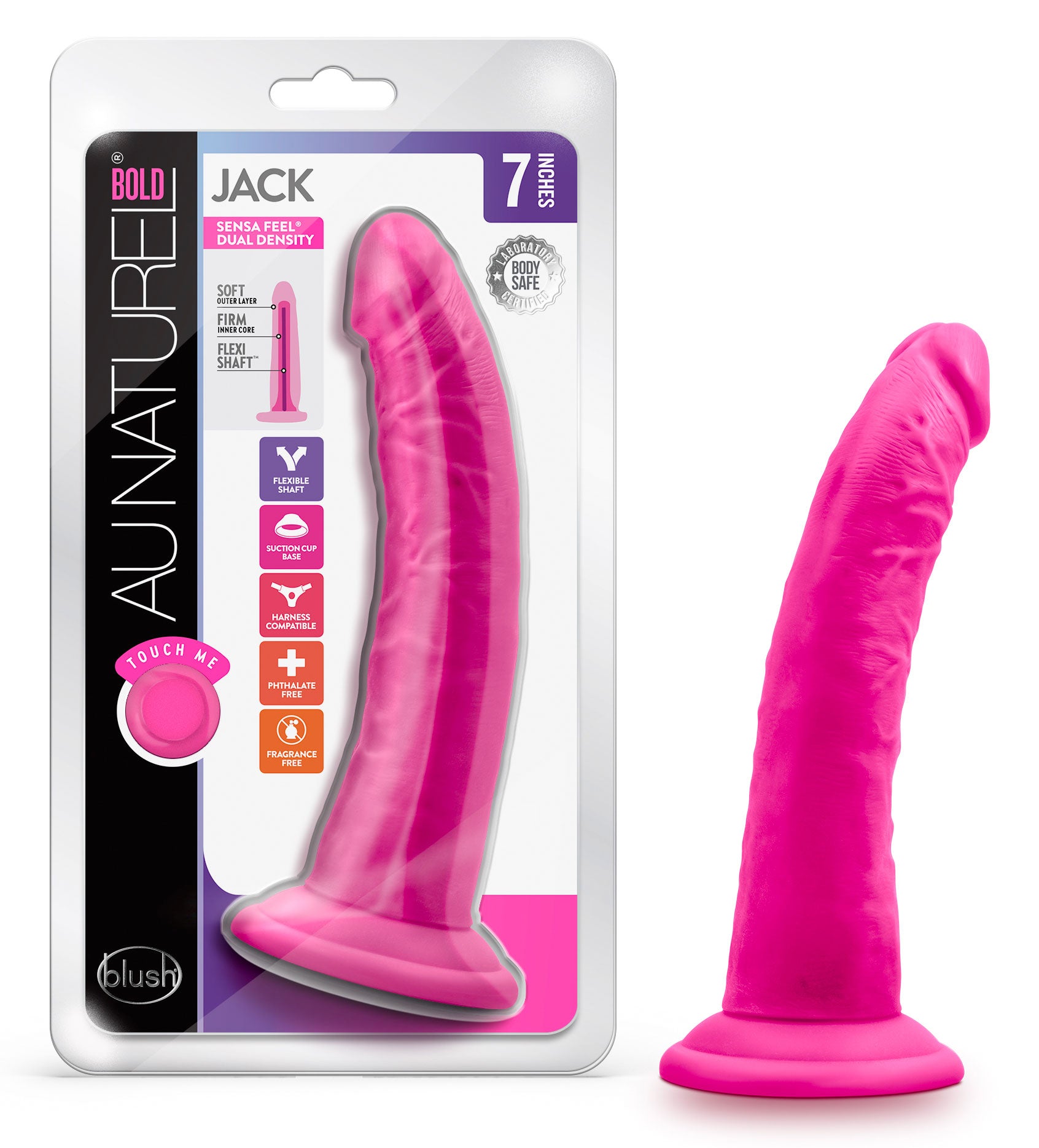 Au Naturel Bold Jack 7 Inch Pink Realistic Bendable Dildo DONGS