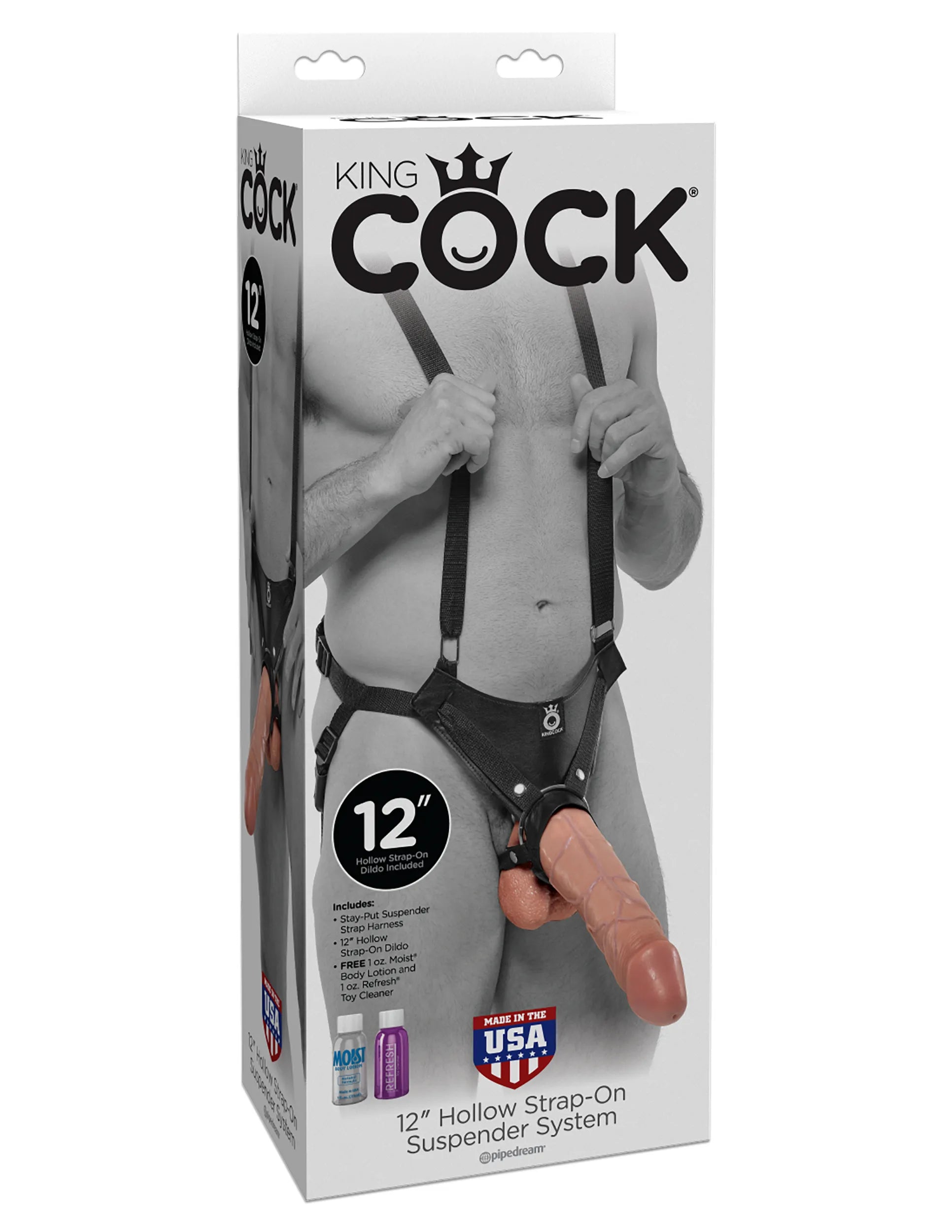 King Cock 12 Inch Hollow Strap-On Suspender System (Flesh) – Strap-On Dildos & Dongs