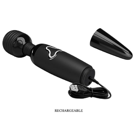 Pretty Love Rechargeable Body Wand Massager with LED Light Black Black Electric Massager