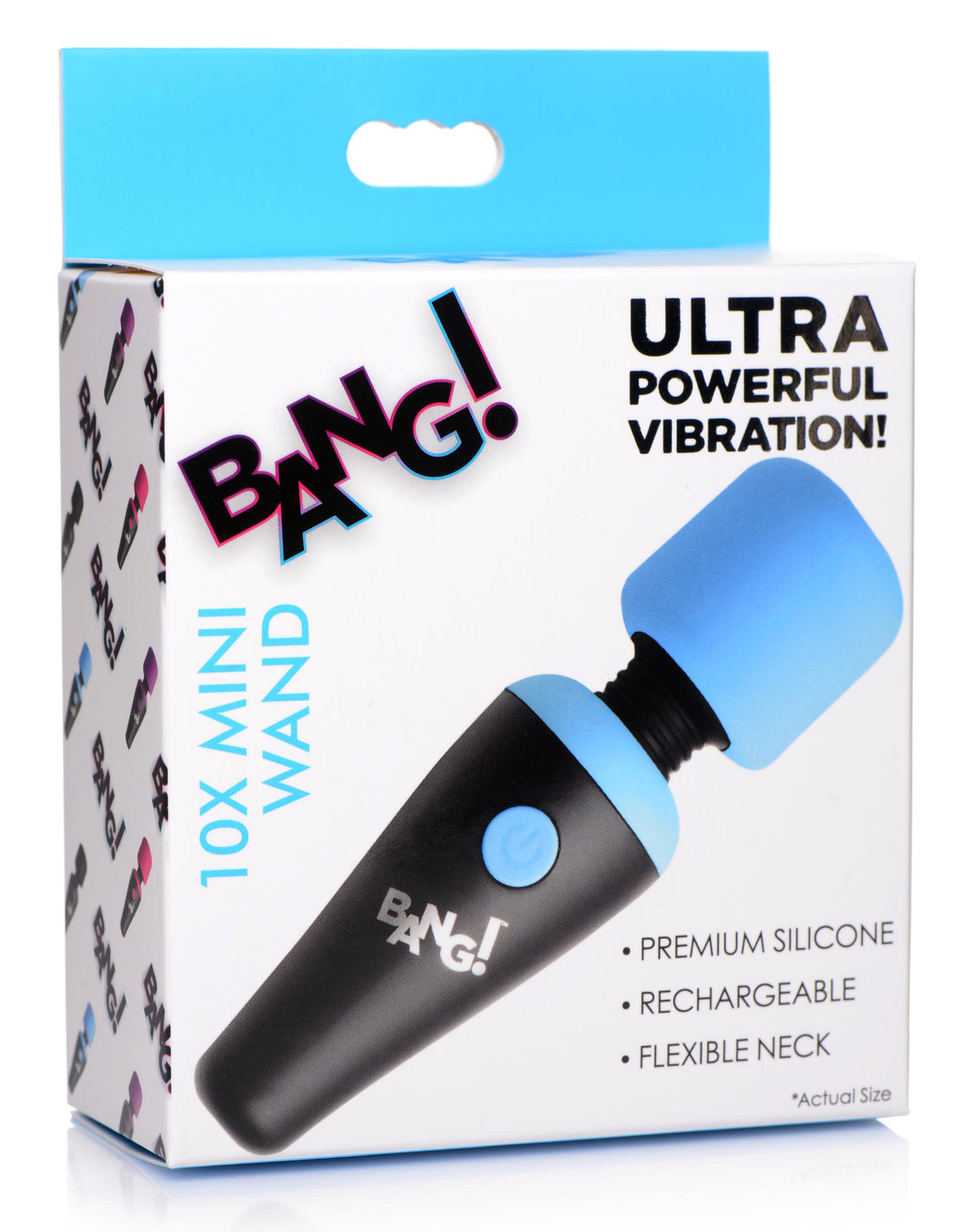 BANG! 10X Vibrating Mini Silicone Wand Blue with Flexible Neck and Rechargeable > Sex Toys > Mini Massagers