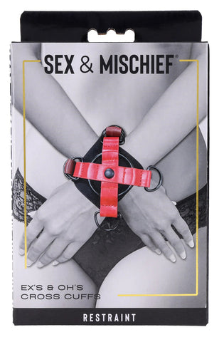 S&M Exs & Ohs Cross Cuffs - /Black Restraints > Bondage Gear > Restraints
