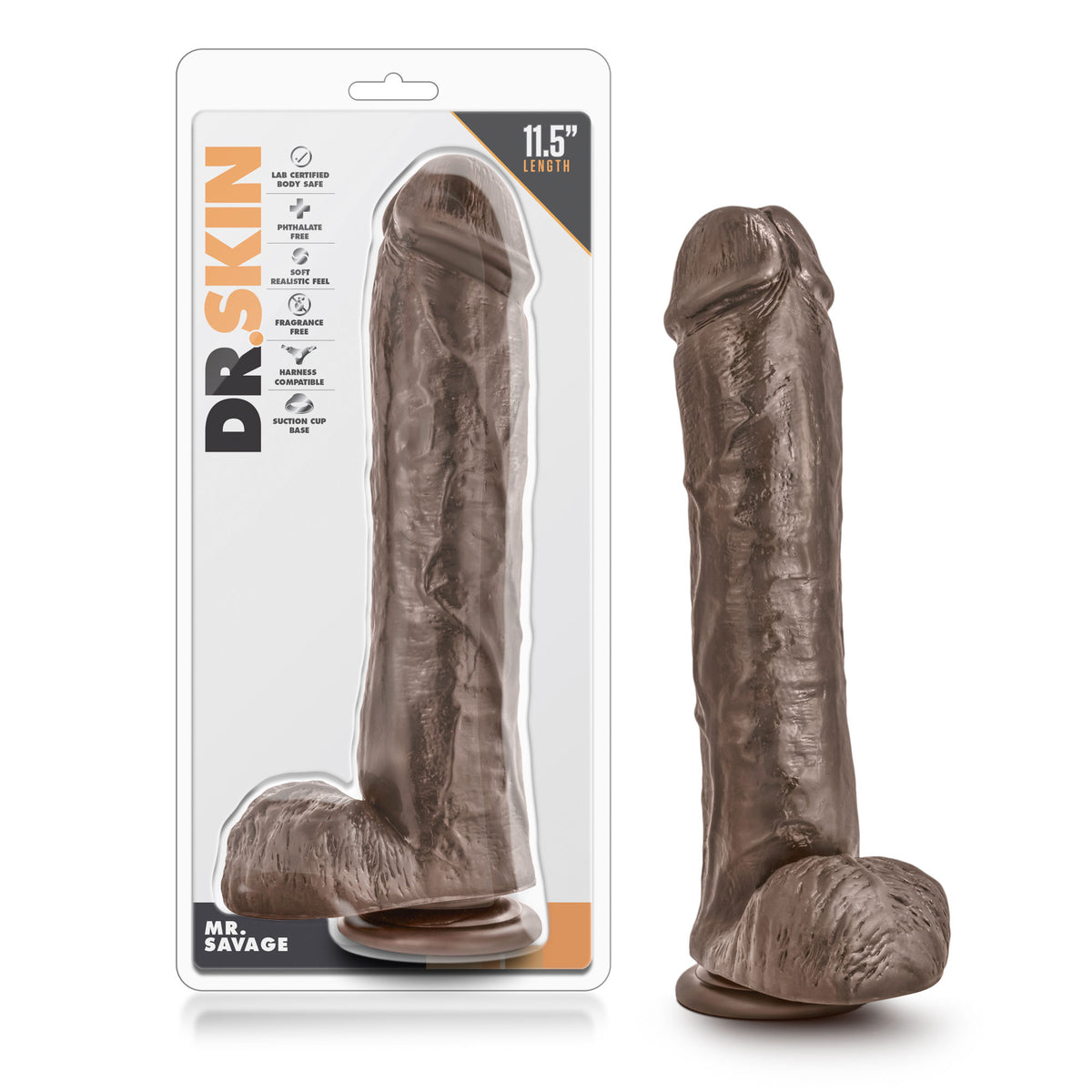 Dr. Skin Mr. Savage (Chocolate) – 11.5 Inch Dildo with Suction Cup > Dildos > Large Dildos