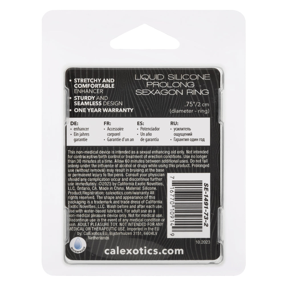 Alpha Glow-In-The-Dark Liquid Silicone Prolong Sexagon Ring White Medium COCK RINGS