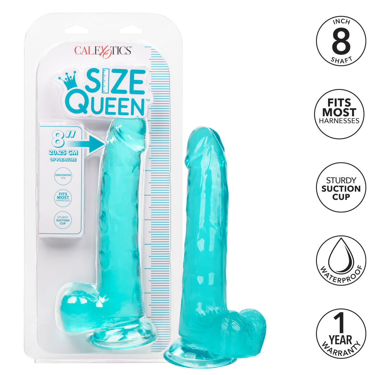 Size Queen 8 Inch Realistic Dong Blue > Dildos > Realistic Dildos