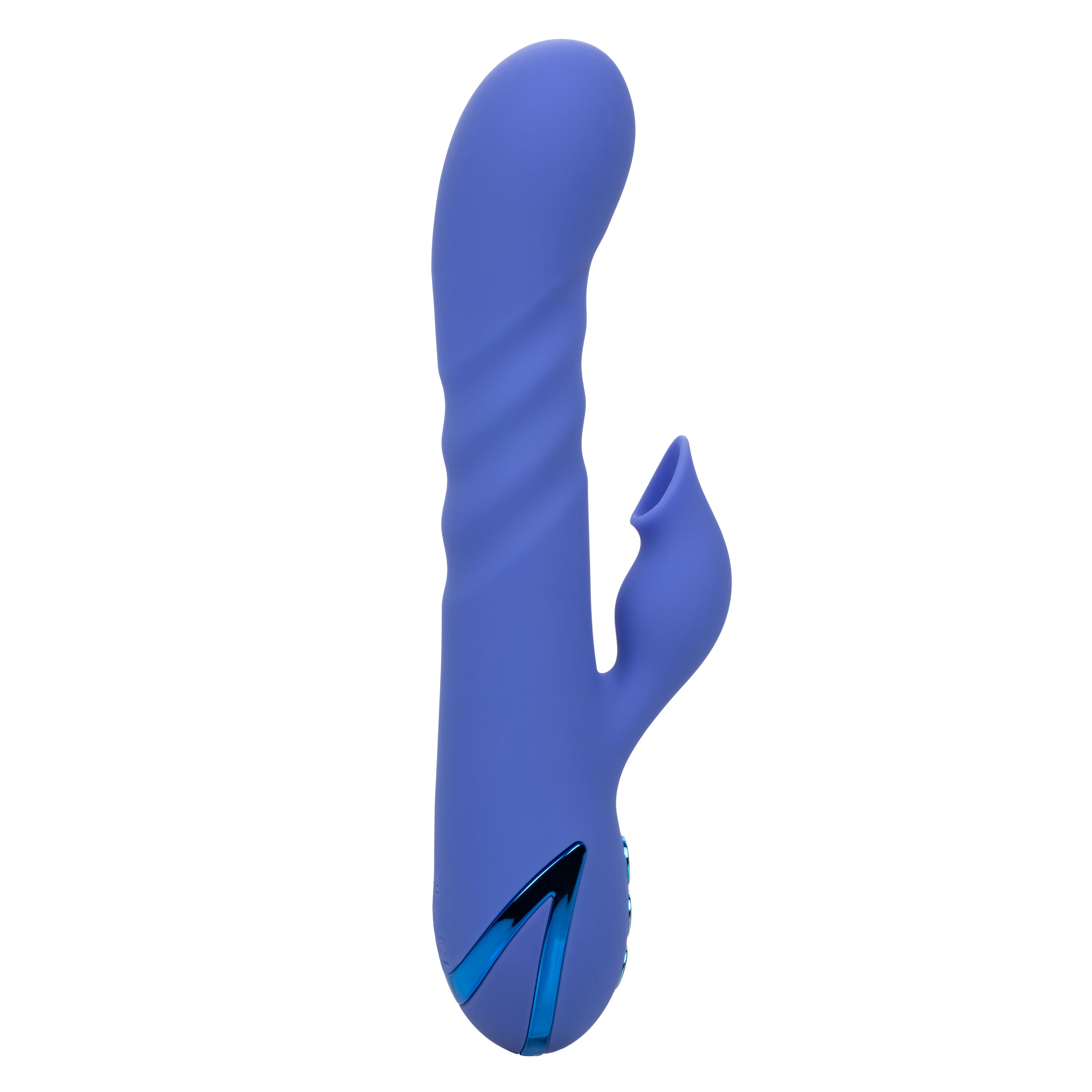 California Dreaming LA Love Blue Silicone Triple Motor Rechargeable Massager with 10 Functions of Intimate Suction and 3 Speeds of Vibration and Thrusting VIBRATORS-RABBIT-MULTI