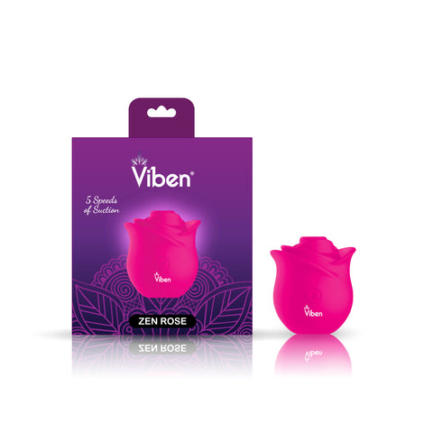 Zen Rose Wireless Clitoral Vibrator With 5 Speeds and Patterns Pink Suction Stimulator