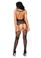 Strappy Rose Lace Suspender Bodystocking – One Size Lingerie > Clothes > Bodies and Playsuits