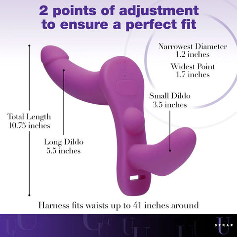 Double Take 10x (Purple) – Remote-Controlled Vibrating Double Penetration Adjustable Strap-On Harnesses & Strap-Ons