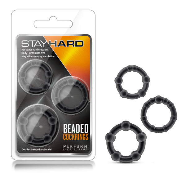 Stay Hard Beaded Cock Rings – Set of 3 Sizes Cock Rings Black > Cock Ring > Sets
