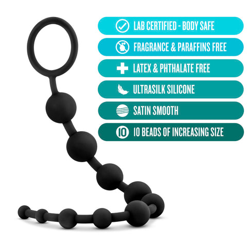 Anal Adventures Platinum Silicone (Black) – Smooth Anal Beads > Anal Range > Anal Beads