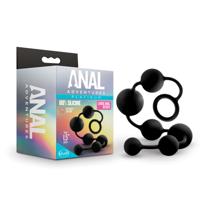 Platinum Silicone Large Black Anal Beads - 16 Inch > Anal Range > Oversized Anal Toys