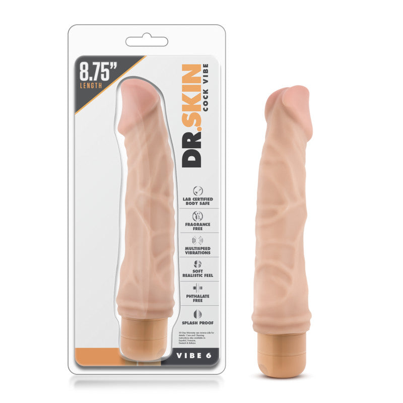 Dr Skin Cock Vibe 6 Inch Vibrating Cock Beige Beige DONGS Vibrating
