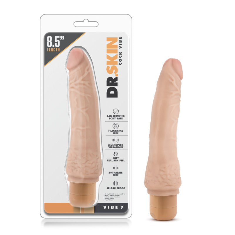 Dr Skin Cock Vibe 7 8.5 Inch Vibrating Cock Beige DONGS Vibrating