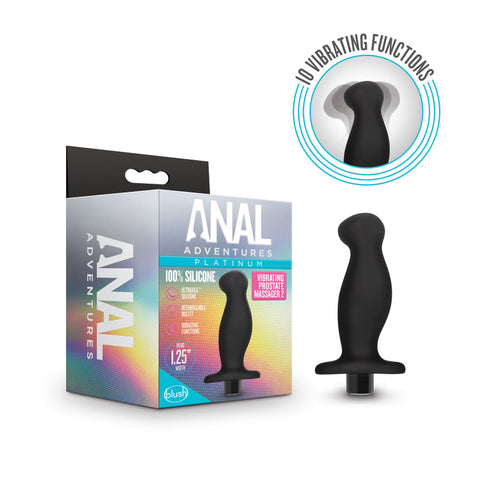 Anal Adventures Platinum Silicone Prostate Massager Toy Black > Anal Range > Prostate Plugs