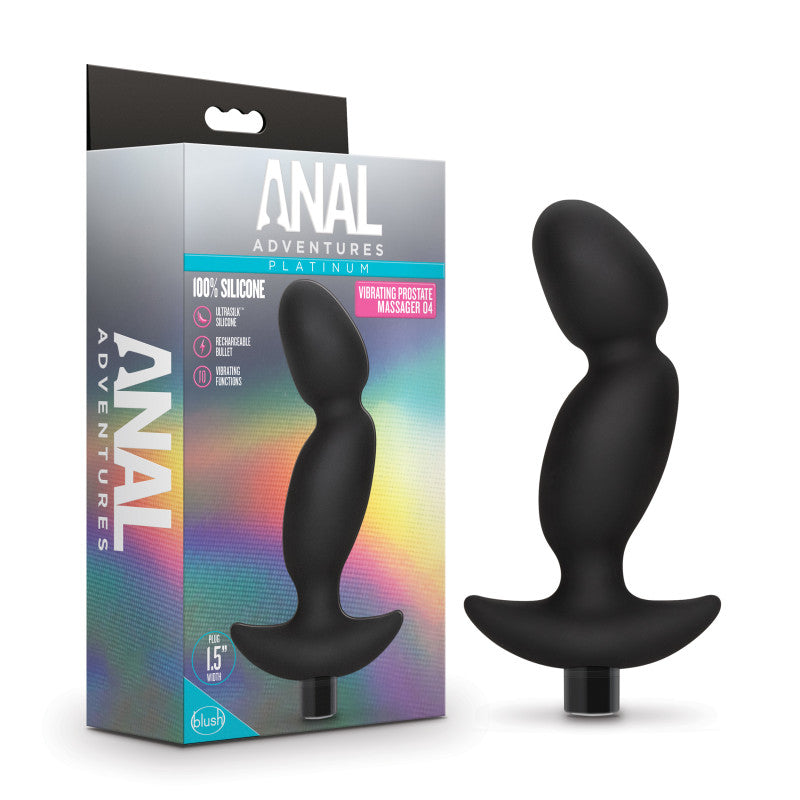 Anal Adventures Vibrating Silicone Prostate Massager 04 Black > Anal Range > Prostate Massagers
