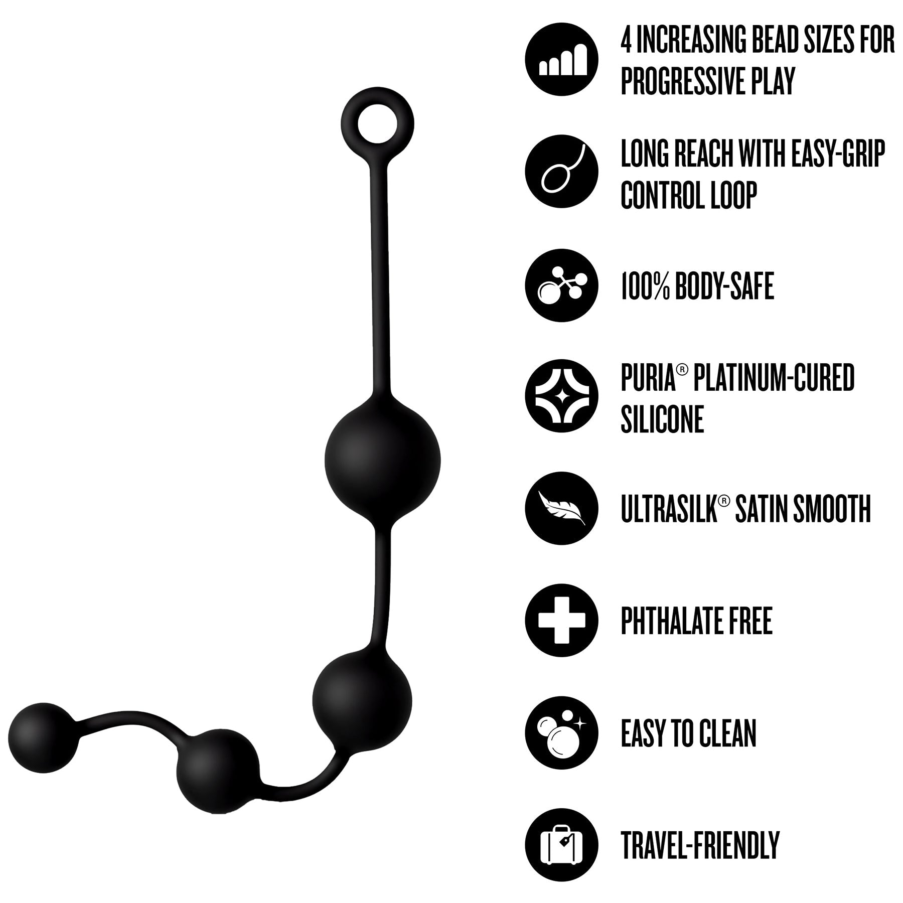 Anal Adventures Platinum X-Large Anal Beads – Flexible Silicone Anal Toy > Anal Range > Anal Beads
