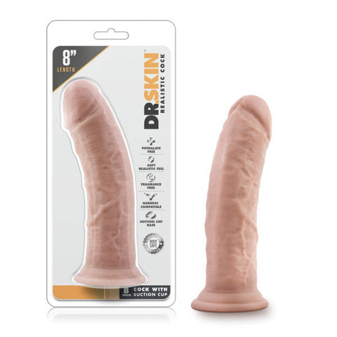 Dr Skin 8in Cock With Suction Cup Vanilla Beige Dongs Realistic