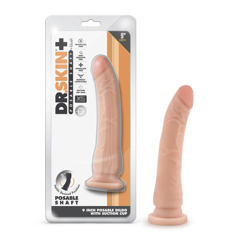 Dr Skin Plus 9'' Posable Dildo - - 22.9 cm Poseable Dong Flesh Dongs Realistic