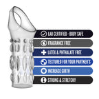 Performance Studded Sleeve Ring Clear Textured Cock Sleeve Enhancer > Sex Toys For Men > Penis Sleeves