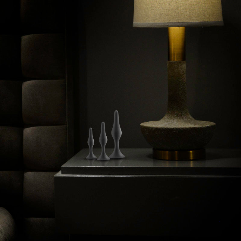 Silicone Beginner Anal Plug Kit with 3 Graduated Plugs Black > Anal Range > Butt Plug Kits