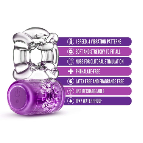Play With Me Pleaser Rechargeable C Ring in Purple Cock Rings Vibrating
