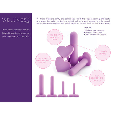 Wellness Silicone Vaginal Dilator Kit 4-Piece Set Purple Dilators