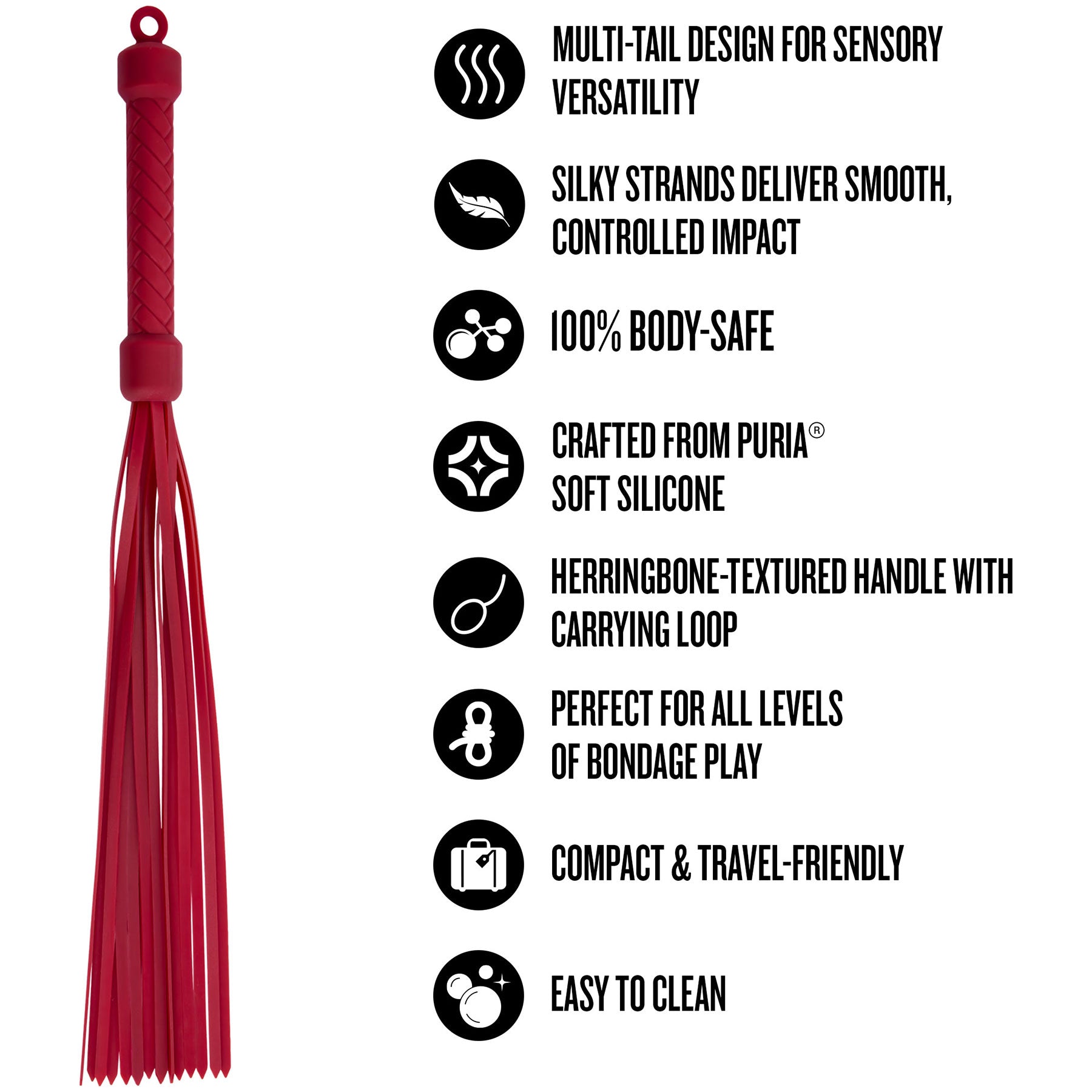 Temptasia Ardor – Silicone Flogger - Red > Bondage Gear > Whips & Floggers