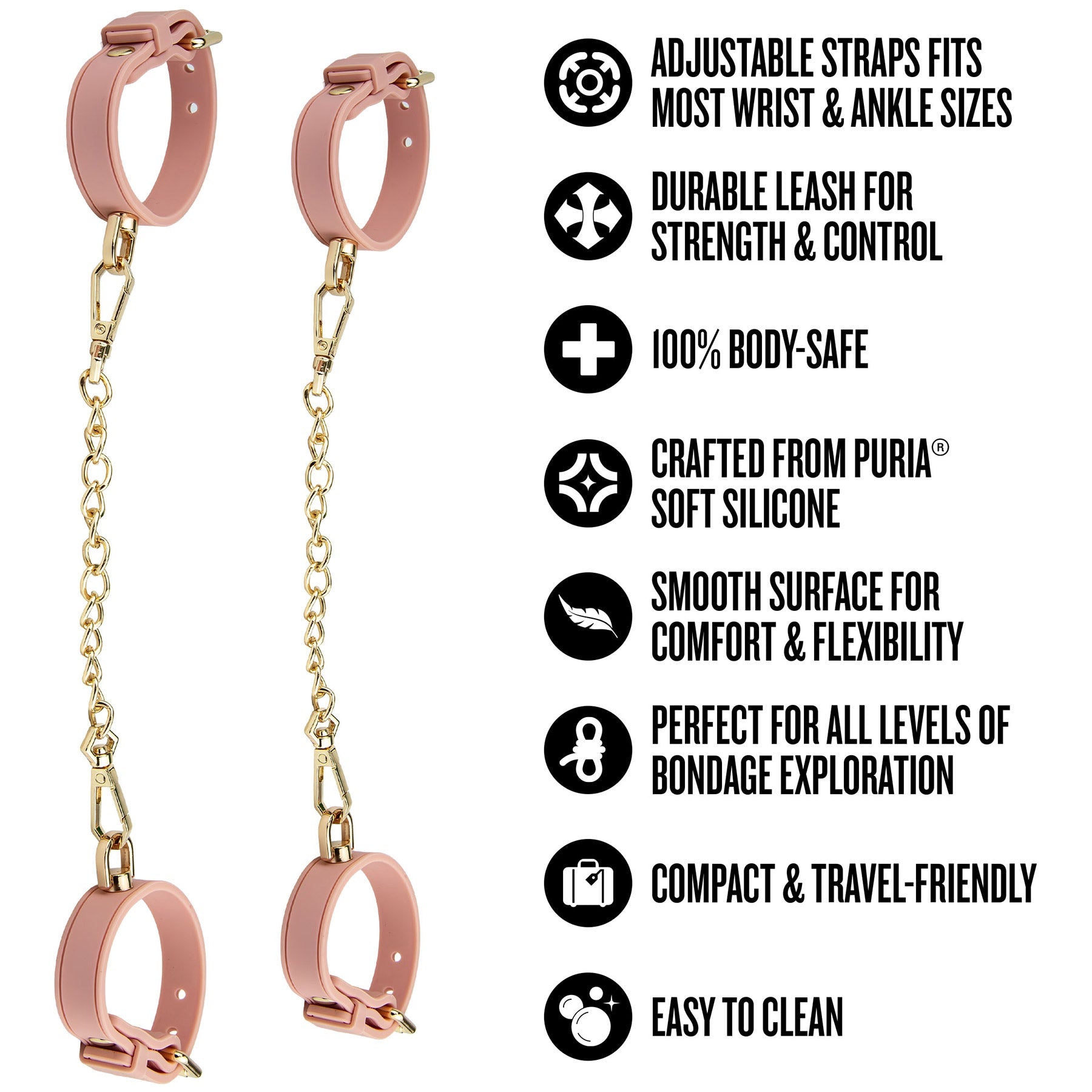 Temptasia Ardor Wrist and Ankle Restraints – Body-Safe Silicone Restraint Set - Soft Pink > Bondage Gear > Restraints
