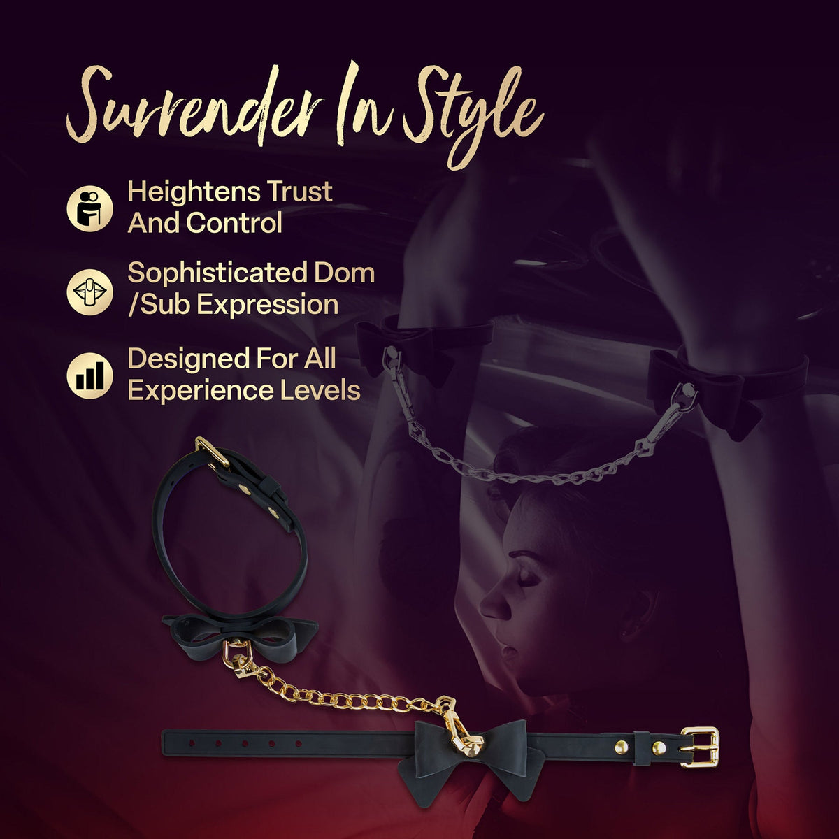 Temptasia Ardor Wrist and Ankle Restraints with Bowtiew Detail – Body-Safe Silicone Restraint Set > Bondage Gear > Restraints