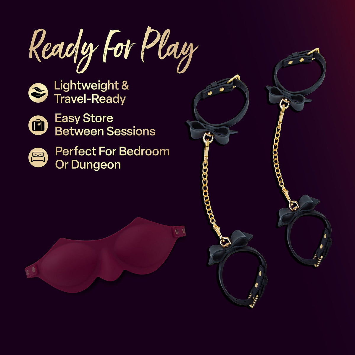 Temptasia Ardor Wrist and Ankle Restraints with Bowtiew Detail – Body-Safe Silicone Restraint Set > Bondage Gear > Restraints
