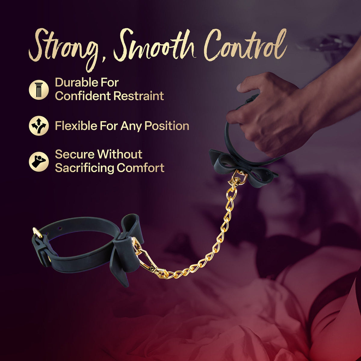 Temptasia Ardor Wrist and Ankle Restraints with Bowtiew Detail – Body-Safe Silicone Restraint Set > Bondage Gear > Restraints