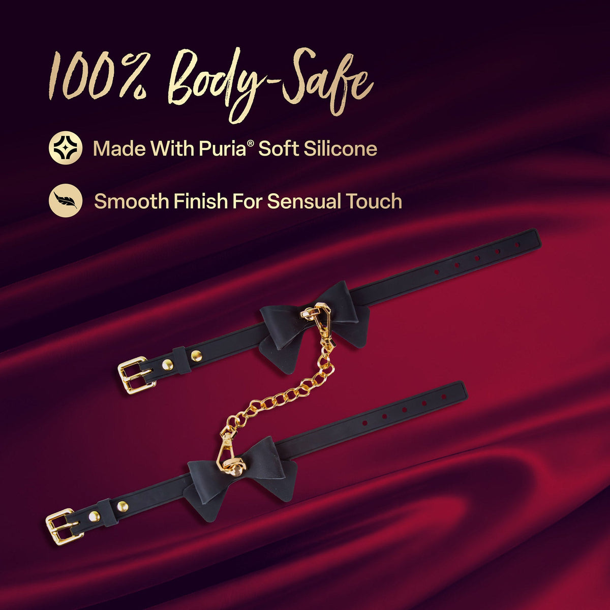 Temptasia Ardor Wrist and Ankle Restraints with Bowtiew Detail – Body-Safe Silicone Restraint Set > Bondage Gear > Restraints