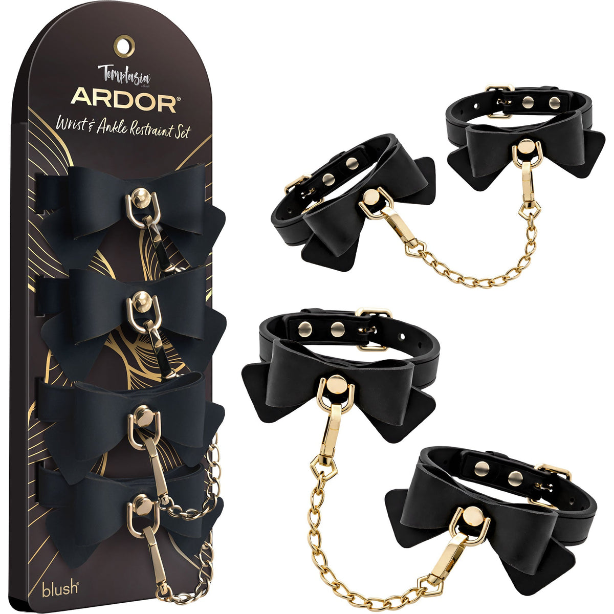 Temptasia Ardor Wrist and Ankle Restraints with Bowtiew Detail – Body-Safe Silicone Restraint Set > Bondage Gear > Restraints