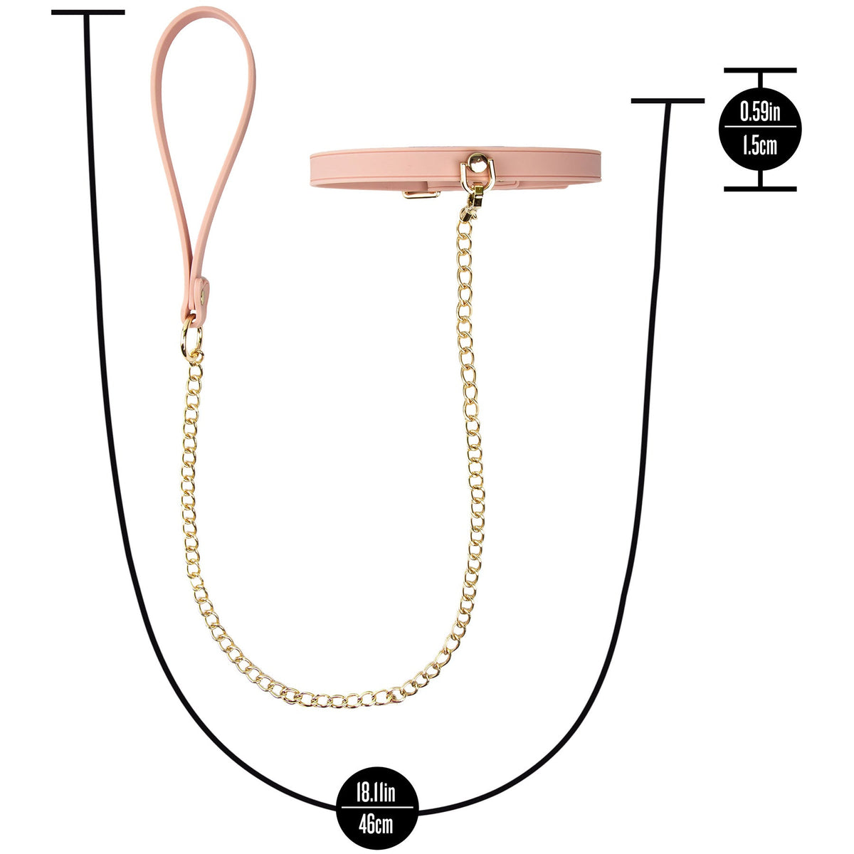 Temptasia Ardor – Adjustable Silicone Collar and Leash Set - Soft Pink and Gold > Bondage Gear > Collars & Leashes