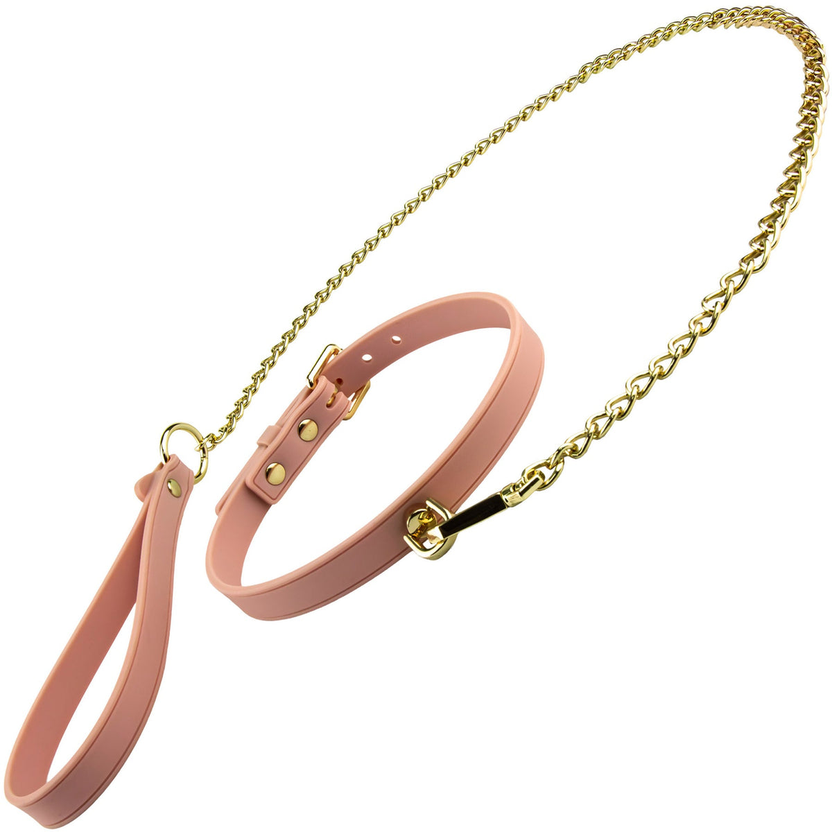 Temptasia Ardor – Adjustable Silicone Collar and Leash Set - Soft Pink and Gold > Bondage Gear > Collars & Leashes
