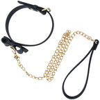 Temptasia Ardor – Adjustable Silicone Collar and Leash Set - Black and Gold with Bowtie Detail > Bondage Gear > Collars & Leashes